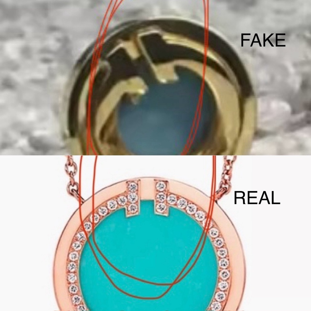 Tiffany *F*AK*E* spotting turquoise diamond circle necklace